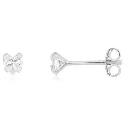 Boucles d'oreilles argent 925 zirconias en forme de coeur.