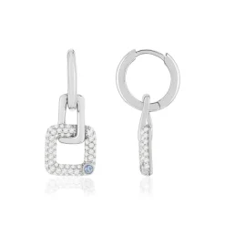 Boucles d'oreilles argent 925 zirconias pierres imitation topaze