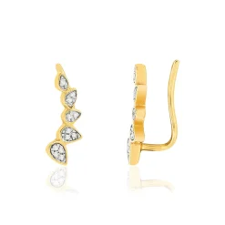 Boucles d'oreilles contours or 375, 2 tons, diamants.