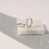 Boucles d'oreilles créoles or 375 blanc zirconia