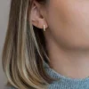 Boucles d'oreilles créoles or 375 jaune zirconias blancs 10 mm
