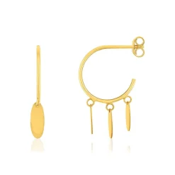 Boucles d'oreilles demi créoles or 750 jaune pampilles