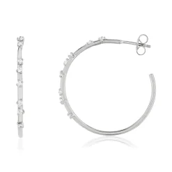 Boucles d'oreilles demi-créoles argent 925 et zirconias