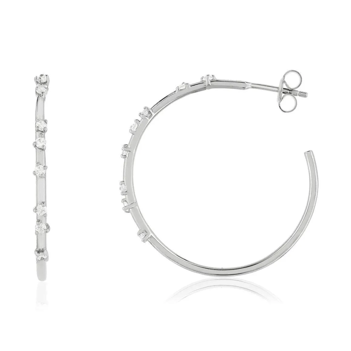 Boucles d'oreilles demi-créoles argent 925 et zirconias