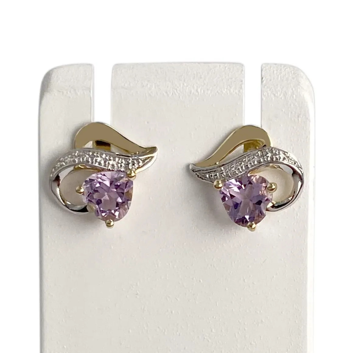 Boucles d'oreilles d'occasion or 375 2tons amethyste