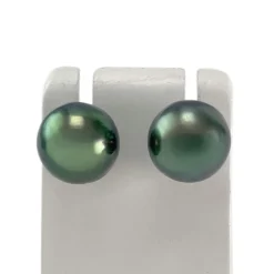 Boucles d'oreilles d'occasion argent gris perles de Tahiti