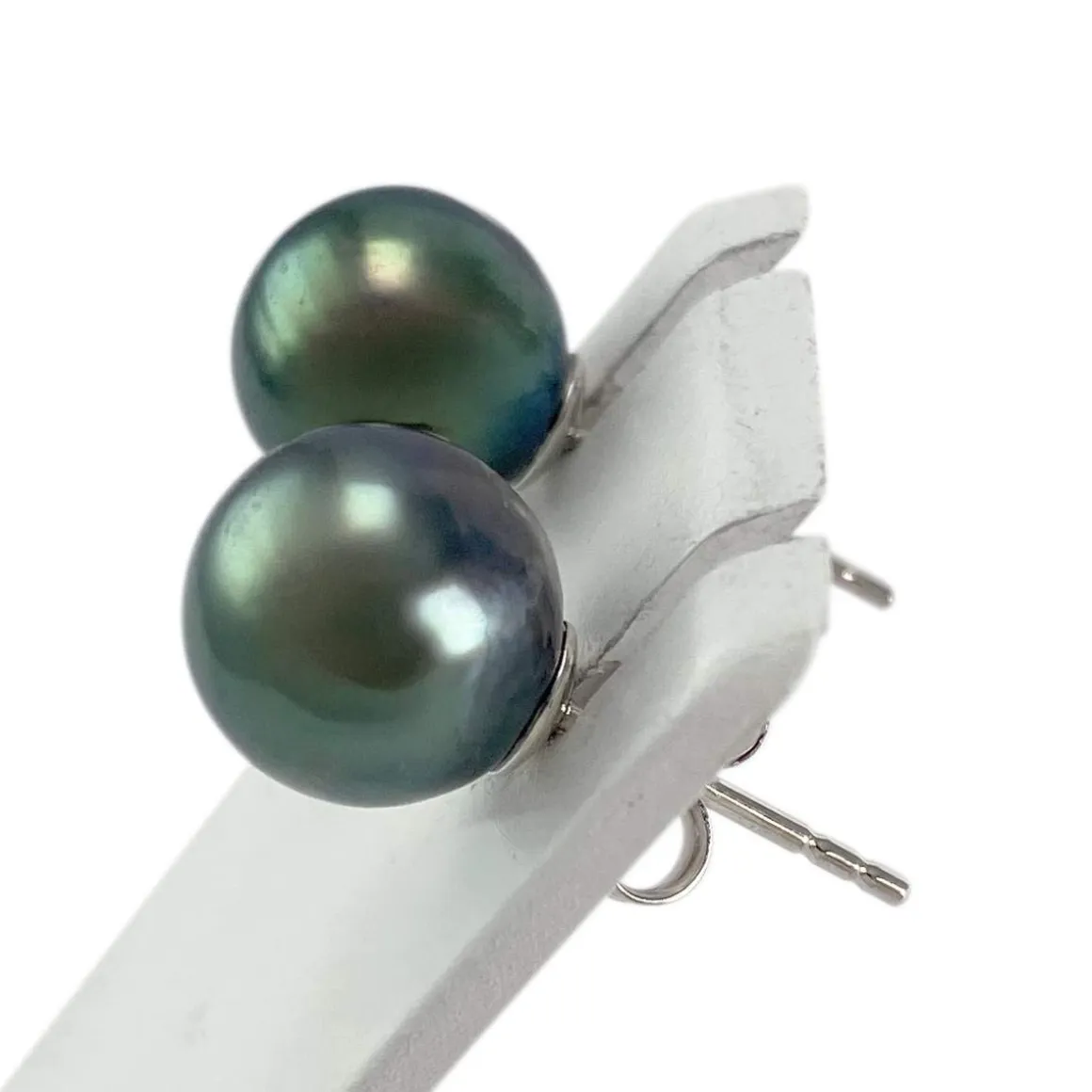 Boucles d'oreilles d'occasion argent gris perles de Tahiti