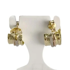 Boucles d'oreilles d'occasion or 750 jaune 3 tons