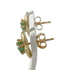 Boucles d'oreilles d'occasion  or 750 2 tons emeraudes