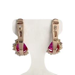 Boucles d'oreilles d'occasion or 585 rose rubis synthetique