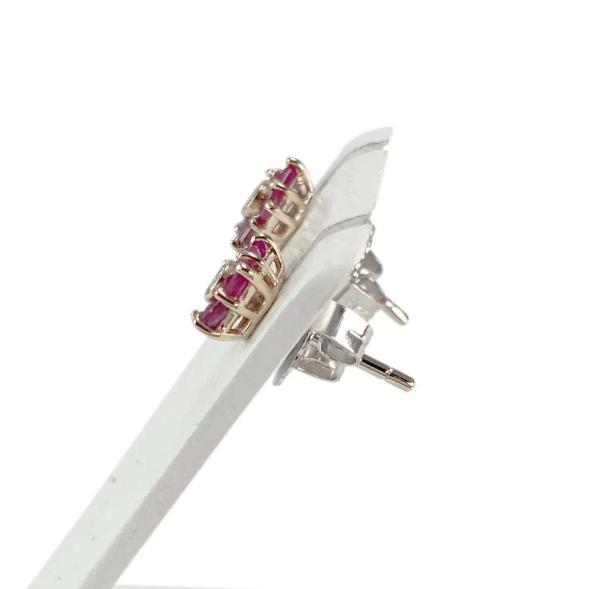 Boucles d'oreilles d'occasion or 750 2 tons rubis diamants