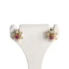Boucles d'oreilles d'occasion or 750 jaune étoile zirconias rubis