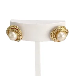 Boucles d'oreilles d'occasion or 750 jaune perles de culture