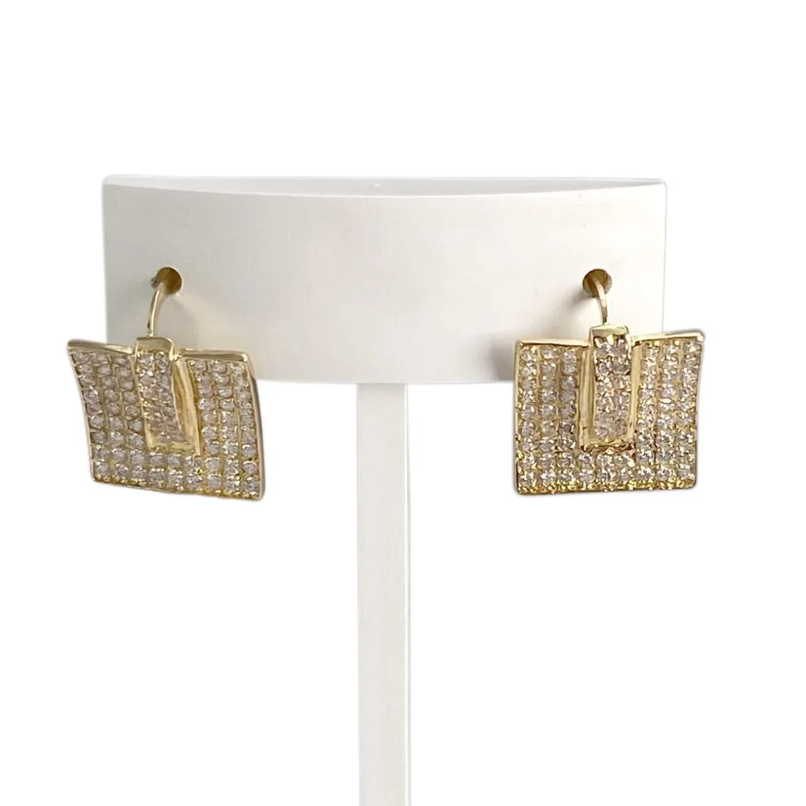 Boucles d'oreilles d'occasion or 750 jaune zirconias