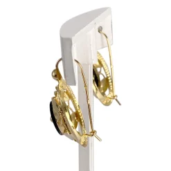 Boucles d'oreilles d'occasion or 750 jaune onyx