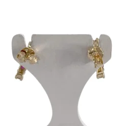 Boucles d'oreilles d'occasion or 750 jaunezirconias rubis
