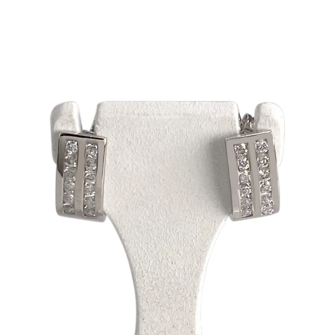 Boucles d'oreilles d'occasion or 750 blanczirconias