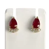 Boucles d'oreilles d'occasion or 750 jaune diamant rubis