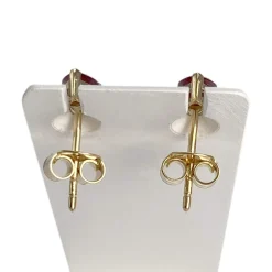 Boucles d'oreilles d'occasion or 750 jaune diamant rubis