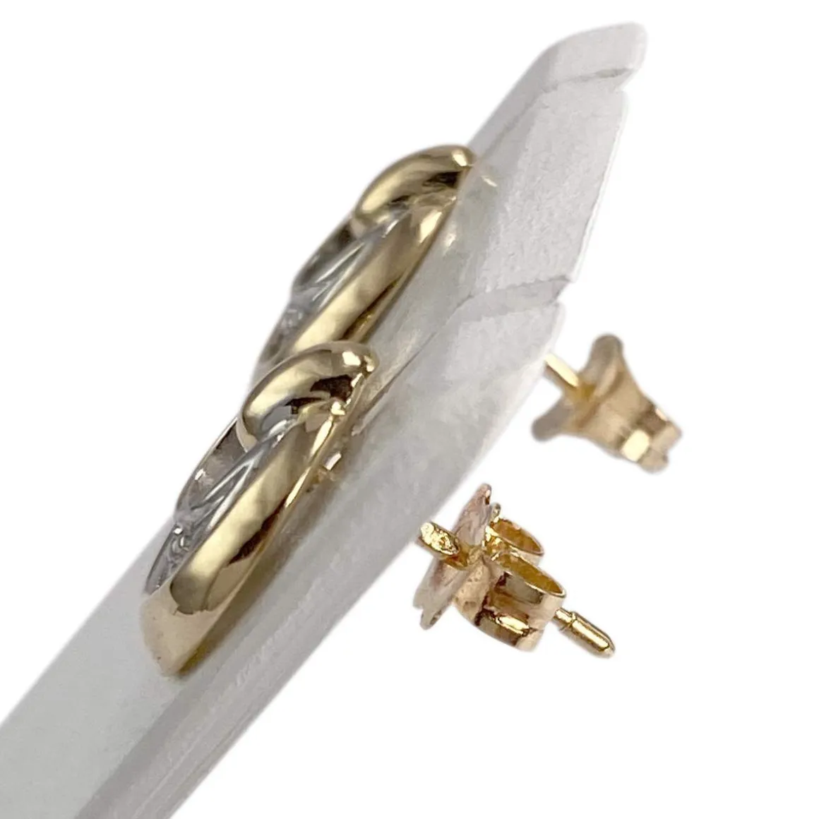 Boucles d'oreilles d'occasion or 750 2 tons diamants