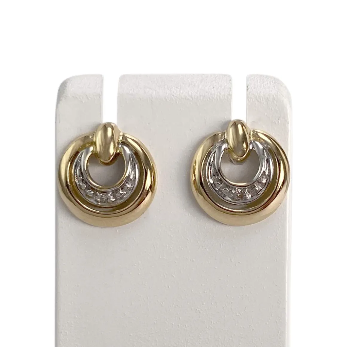 Boucles d'oreilles d'occasion or 750 2 tons diamants