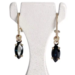 Boucles d'oreilles d'occasion or 750 jaune saphirs diamants