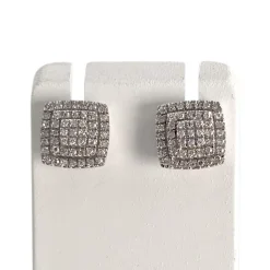 Boucles d'oreilles d'occasion or 750 blanc diamants