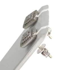 Boucles d'oreilles d'occasion or 750 blanc diamants