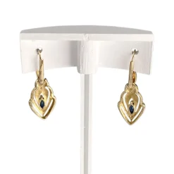 Boucles d'oreilles d'occasion  or 750 2 tons diamant saphir