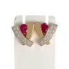 Boucles d'oreilles d'occasion or 750 2 tons diamant rubis