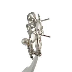 Boucles d'oreilles d'occasion or 750 blanc diamants,  perles de culture