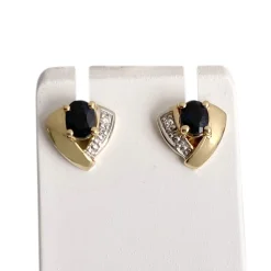 Boucles d'oreilles d'occasion or 750 2 tons diamant saphir