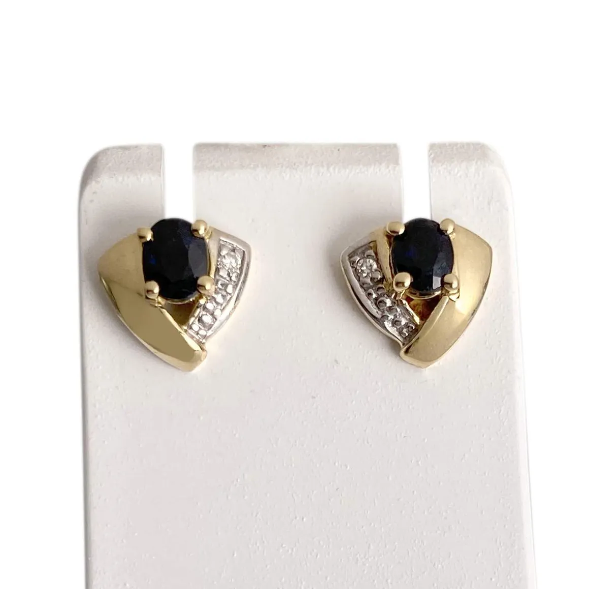 Boucles d'oreilles d'occasion or 750 2 tons diamant saphir