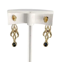 Boucles d'oreilles d'occasion or 750 jaune diamant saphir