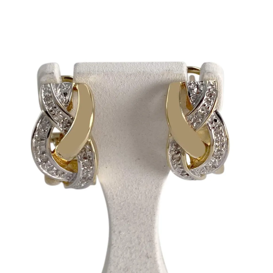 Boucles d'oreilles d'occasion or 750 2 tons diamant