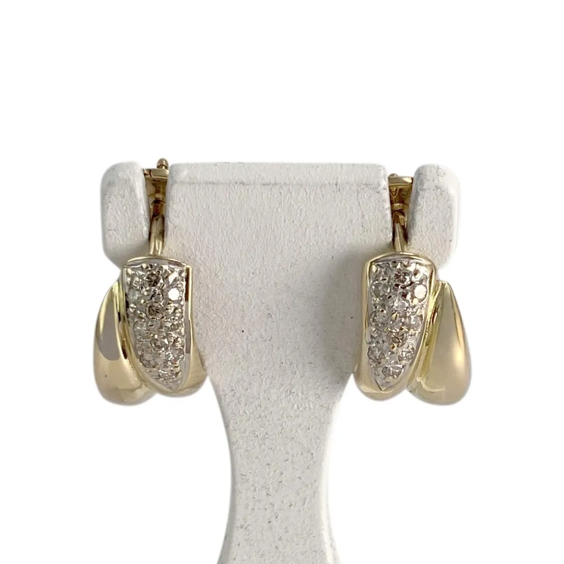 Boucles d'oreilles d'occasion or 750 2 tons diamants