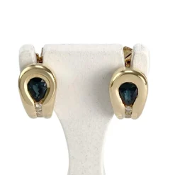 Boucles d'oreilles d'occasion or 750 jaune saphir diamant