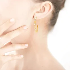 boucles d'oreilles dorées agate