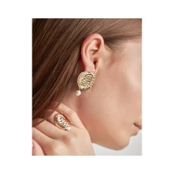 Boucles d'oreilles dorées perles de culture imitation