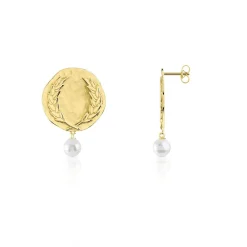 Boucles d'oreilles dorées perles de culture imitation