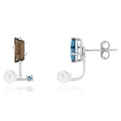 Boucles d'oreilles MATY Or 375 blanc pierres fines
