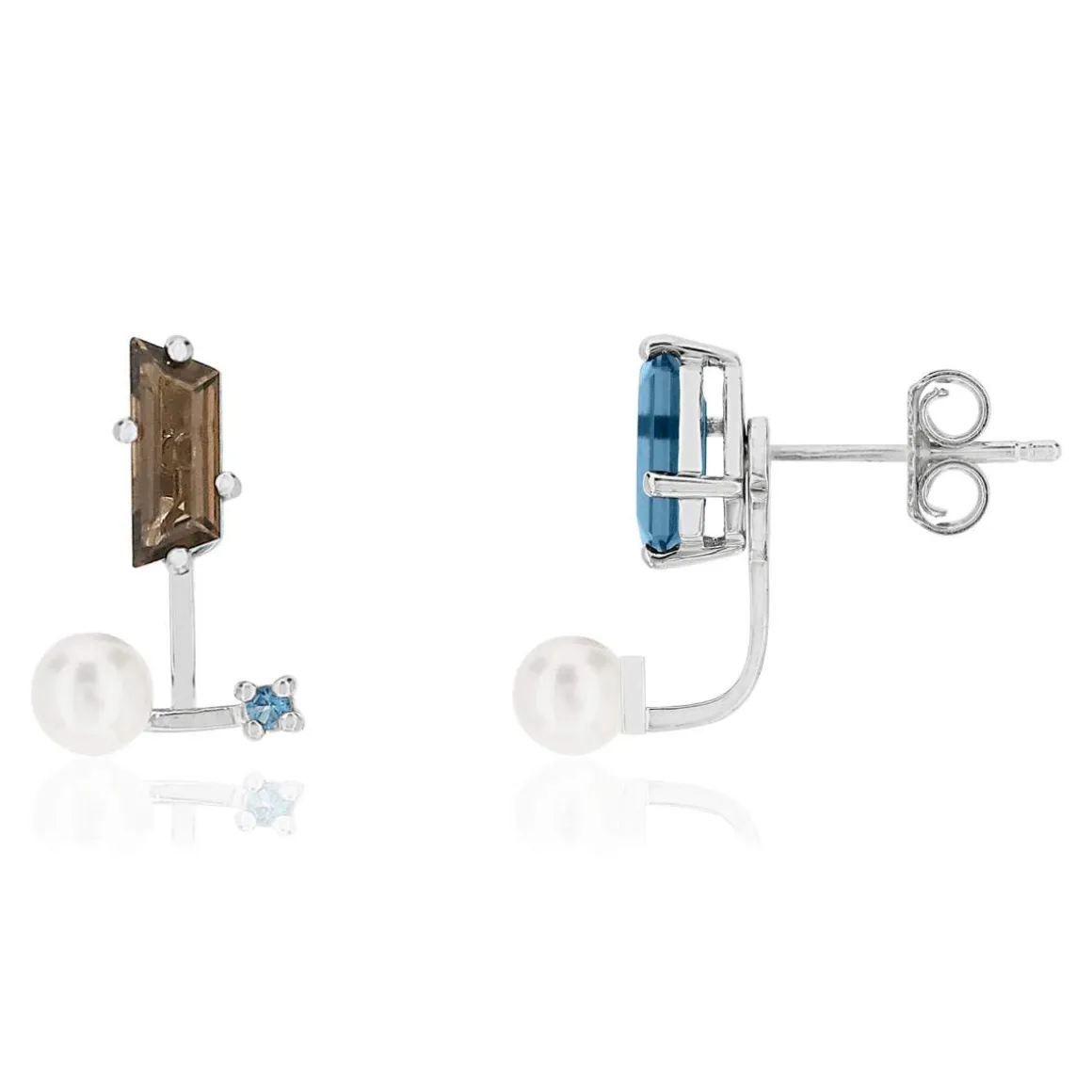 Boucles d'oreilles MATY Or 375 blanc pierres fines