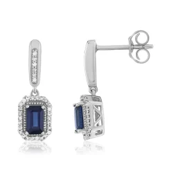 Boucles d'oreilles MATY Or 750 blanc Saphirs bleus et Diamants