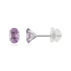 Boucles d'oreilles or 375 blanc améthystes 0.84 carat
