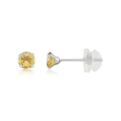 Boucles d'oreilles or 375 blanc citrines 0.34 carat
