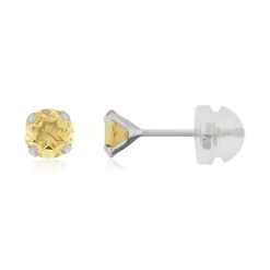 Boucles d'oreilles or 375 blanc citrines 0.89 carat
