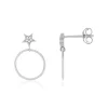 Boucles d'oreilles or 375 blanc diamants, motif étoiles