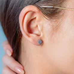 Boucles d'oreilles or 750 blanc diamants