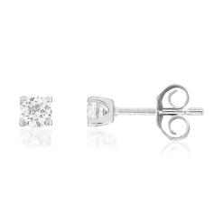 Boucles d'oreilles or 750 blanc diamants synthétiques 0.30 carat