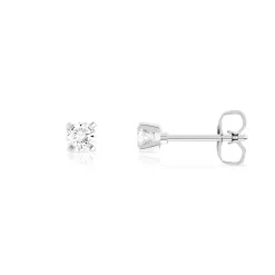 Boucles d'oreilles or 750 blanc diamant